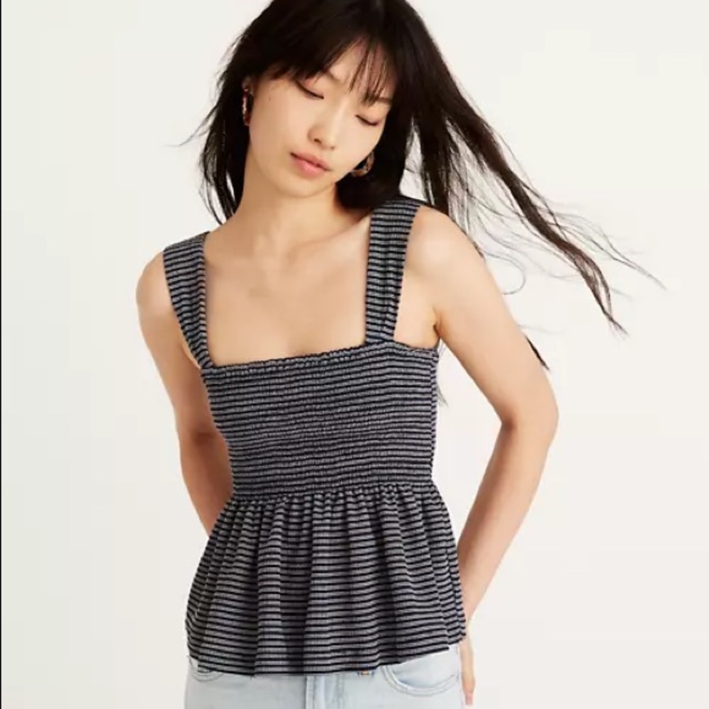 Madewell Texture & Thread Smocked Peplum Tank